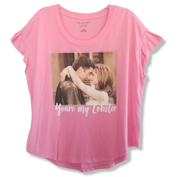 Friends You're My Lobster Tee 2X Pink Flutter Sleeves Sitcom T-shirt - Picture 1 of 8